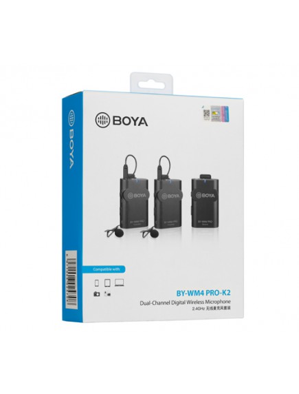 BOYA BY WM4 PRO K2 DUAL CHANNEL DIGITAL WIRELESS MIC FOR DSLR AND SMARTPHONE