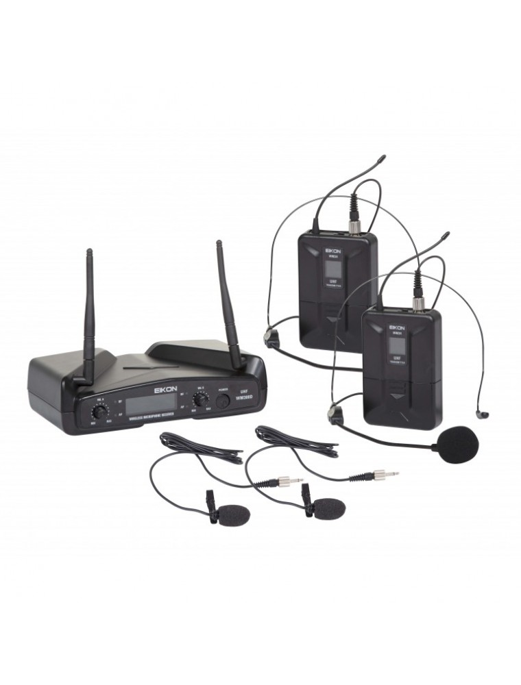 PROEL WM300DH DUAL CHANNEL UHF WIRELESS BELTPACK MICROPHONE SYSTEM