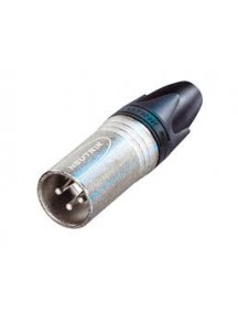 Neutrik NC3MXX 3 pole male cable connector with Nickel housing and silver contacts.