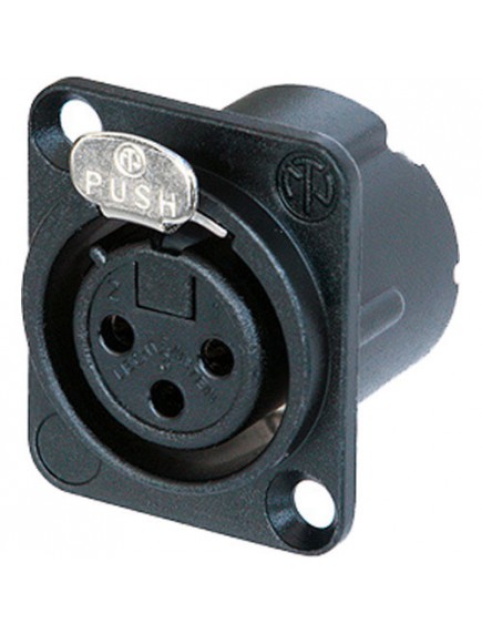 Neutrik NC3FD-LX-BAG 3 pole female receptacle, solder cups, black metal housing, silver contacts